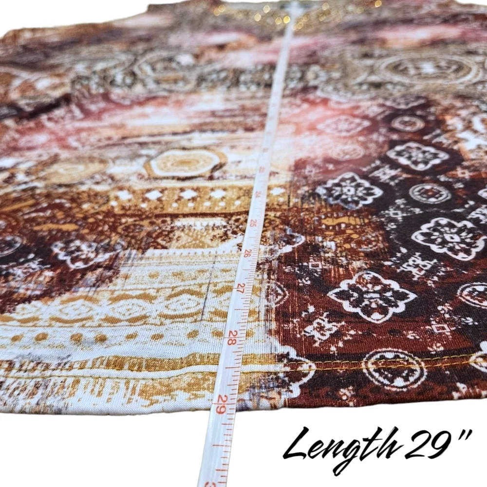 Catherines 3X Sleeveless Embellished Top Boho Baroque Paisley Gold Rhinestone - Picture 11 of 11